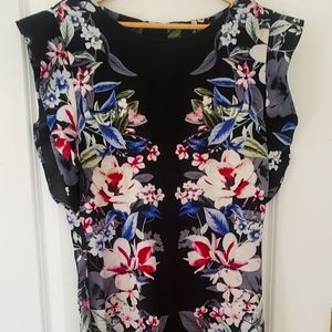 Navy and Floral Sheath Dress